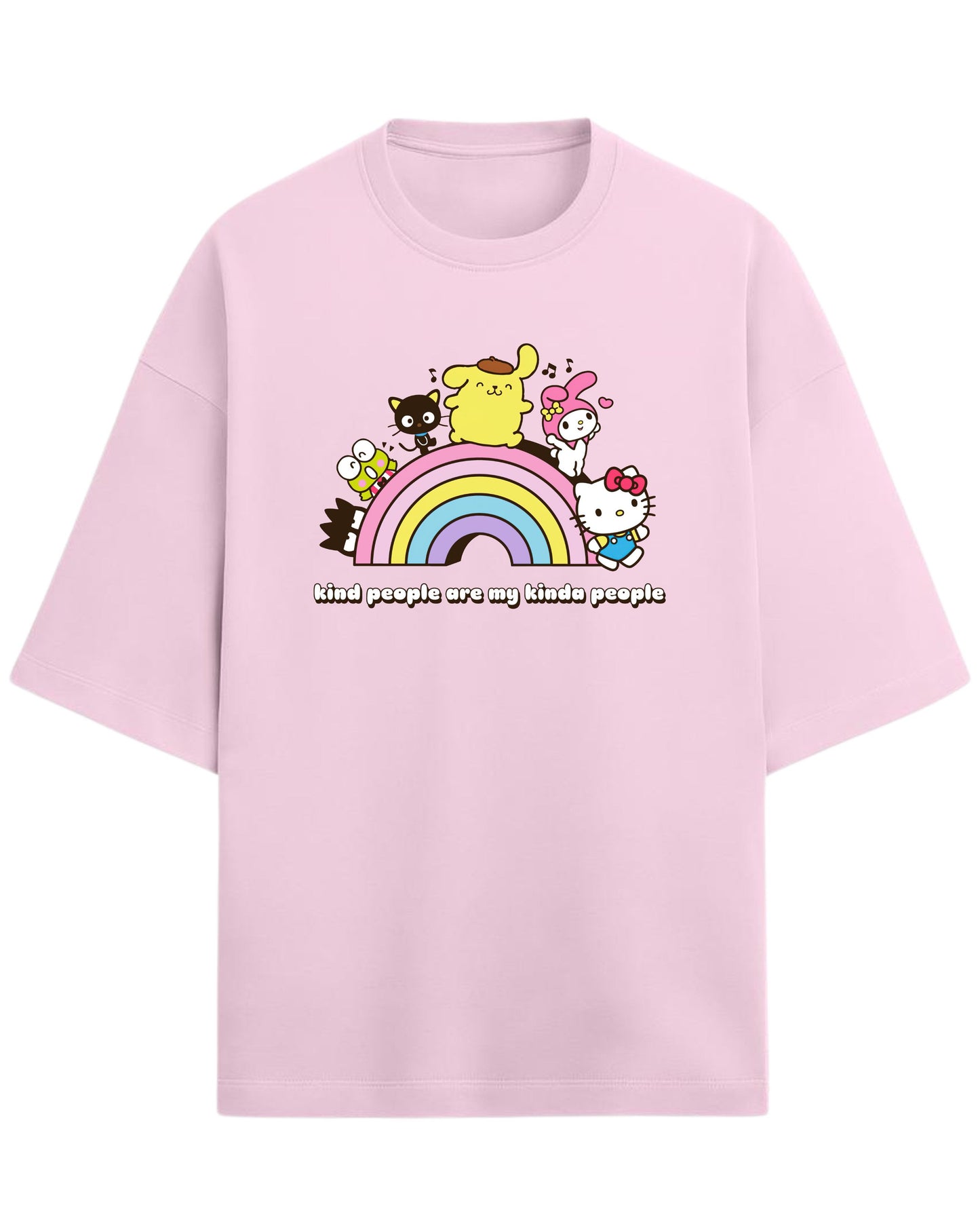 Sanrio Oversized T-Shirt | Cute Rainbow Graphic Tee | Premium 260 GSM Cotton