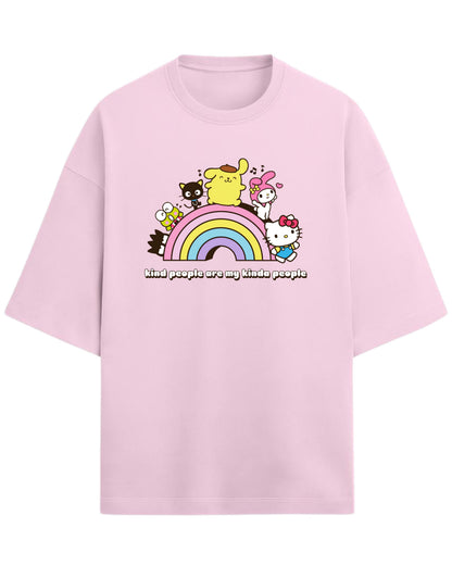 Sanrio Oversized T-Shirt | Cute Rainbow Graphic Tee | Premium 260 GSM Cotton
