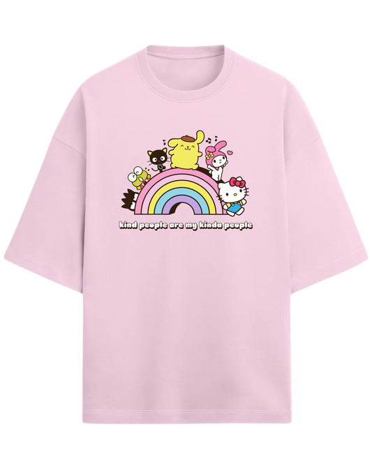 Sanrio Oversized T-Shirt | Cute Rainbow Graphic Tee | Premium 260 GSM Cotton
