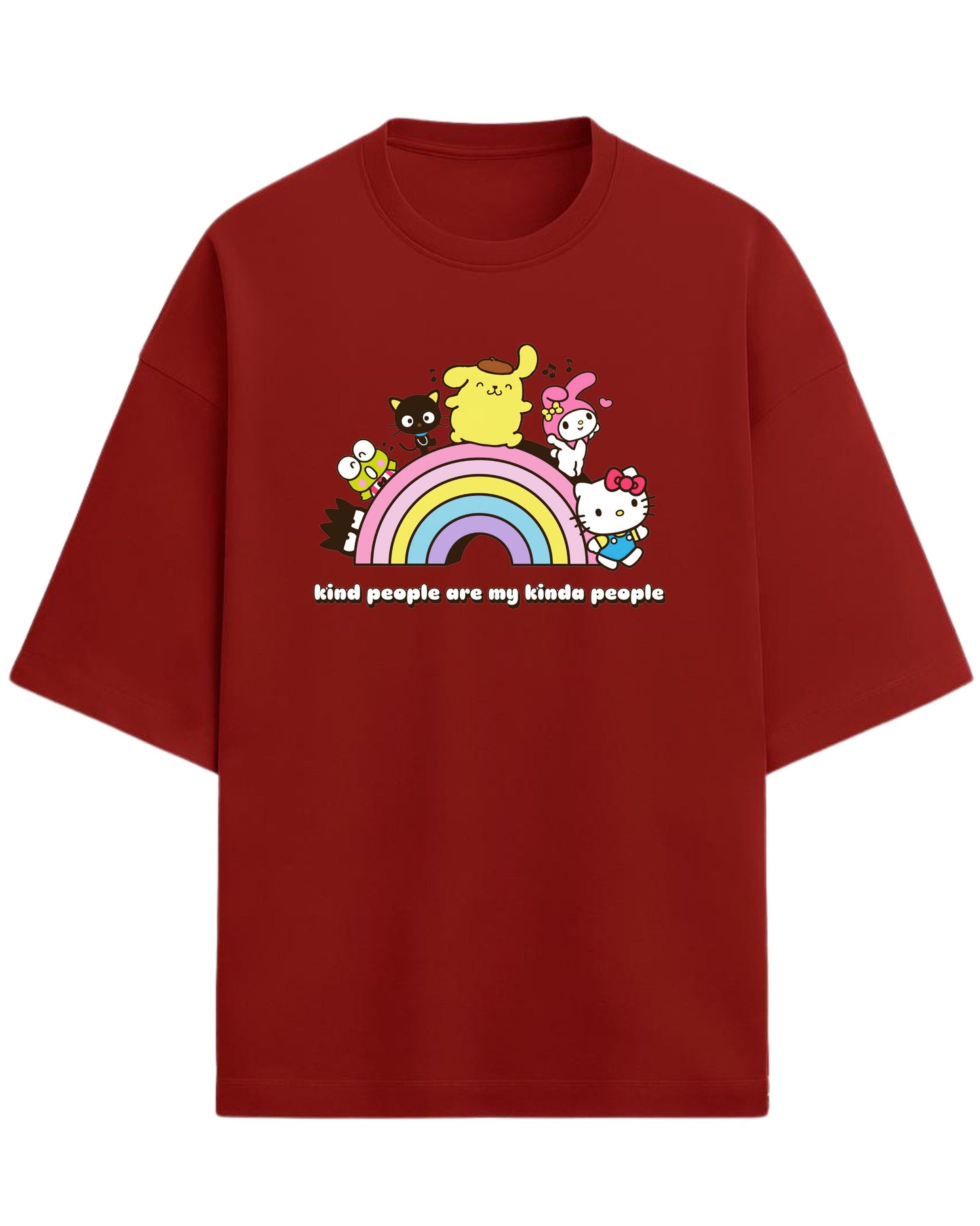 Sanrio Oversized T-Shirt | Cute Rainbow Graphic Tee | Premium 260 GSM Cotton