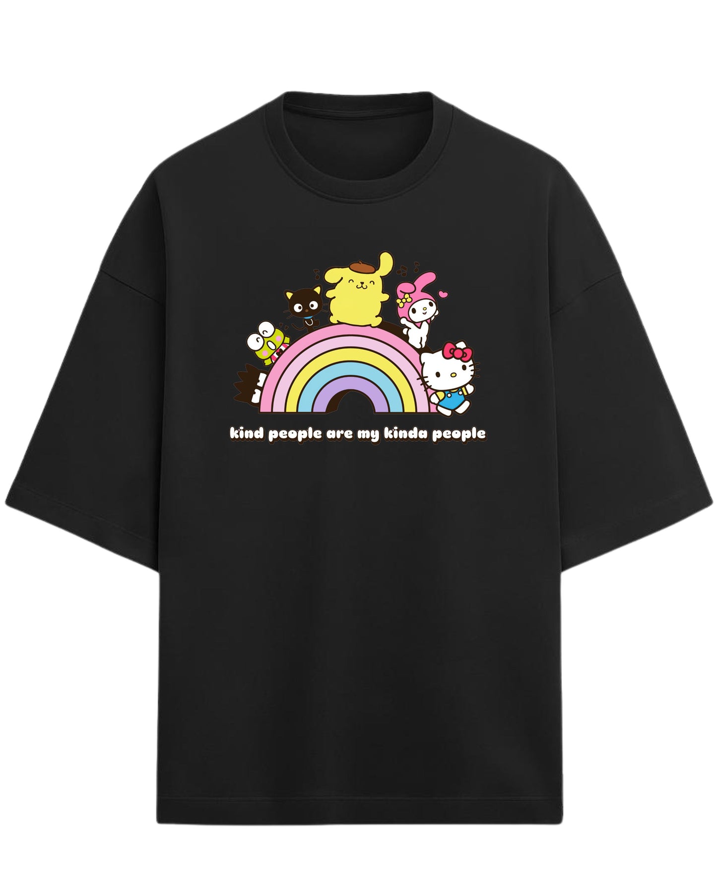 Sanrio Oversized T-Shirt | Cute Rainbow Graphic Tee | Premium 260 GSM Cotton