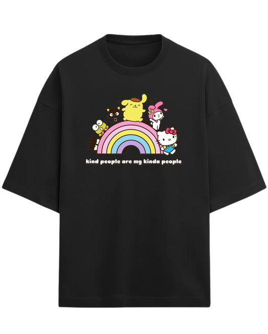 Sanrio Oversized T-Shirt | Cute Rainbow Graphic Tee | Premium 260 GSM Cotton