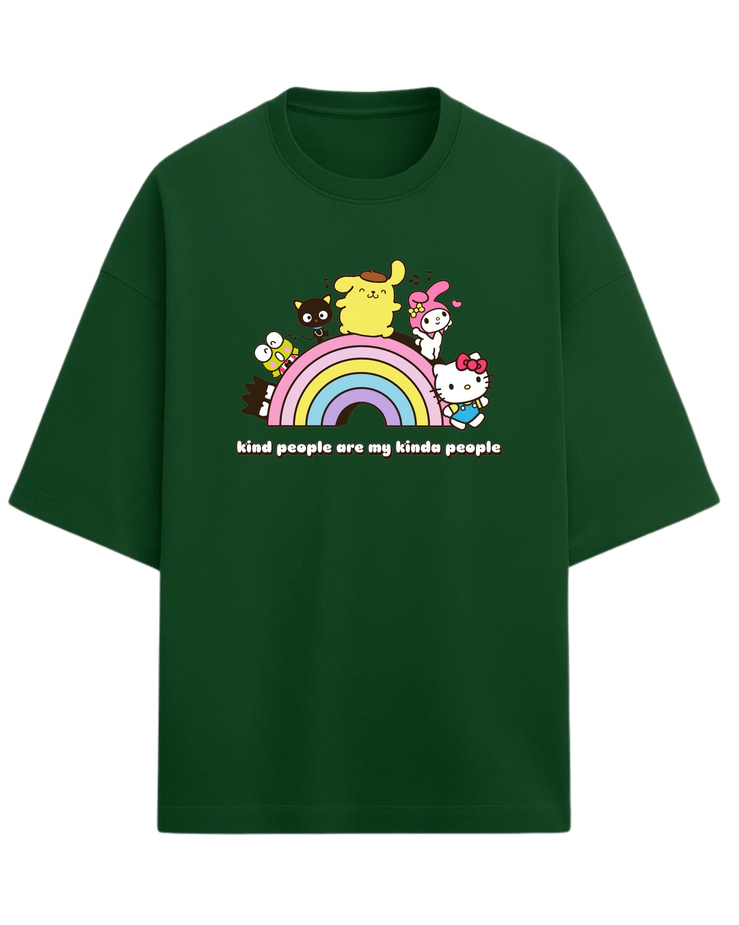 Sanrio Oversized T-Shirt | Cute Rainbow Graphic Tee | Premium 260 GSM Cotton