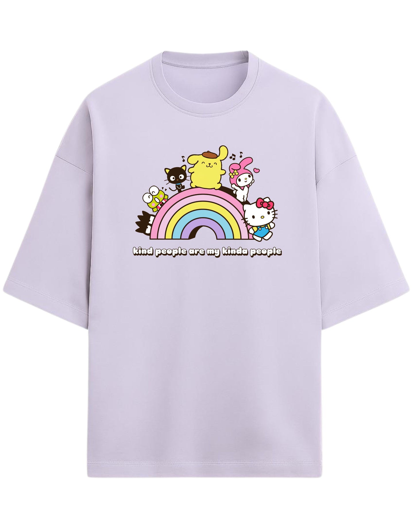 Sanrio Oversized T-Shirt | Cute Rainbow Graphic Tee | Premium 260 GSM Cotton