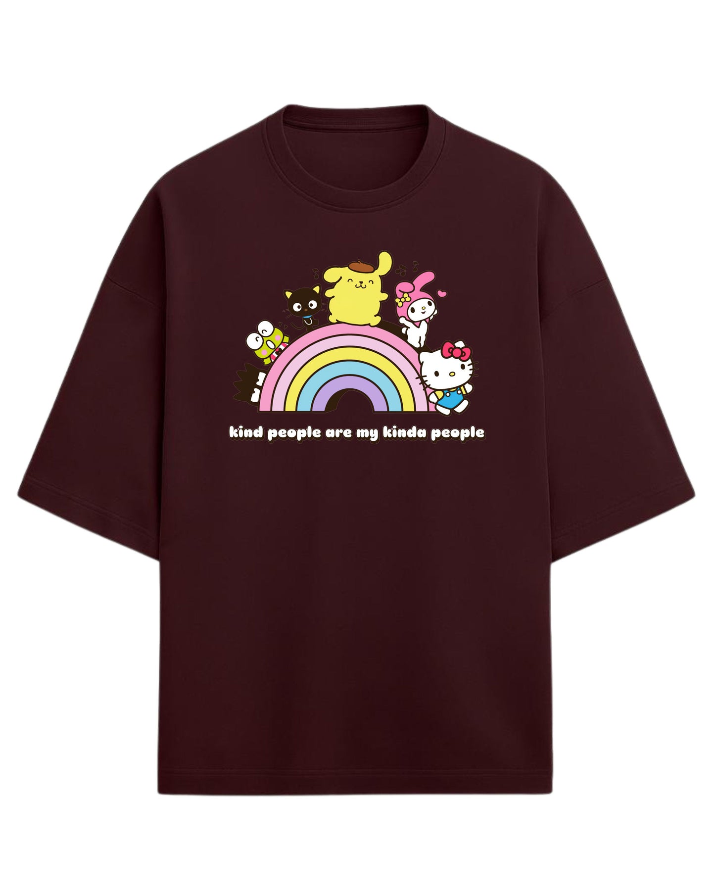 Sanrio Oversized T-Shirt | Cute Rainbow Graphic Tee | Premium 260 GSM Cotton