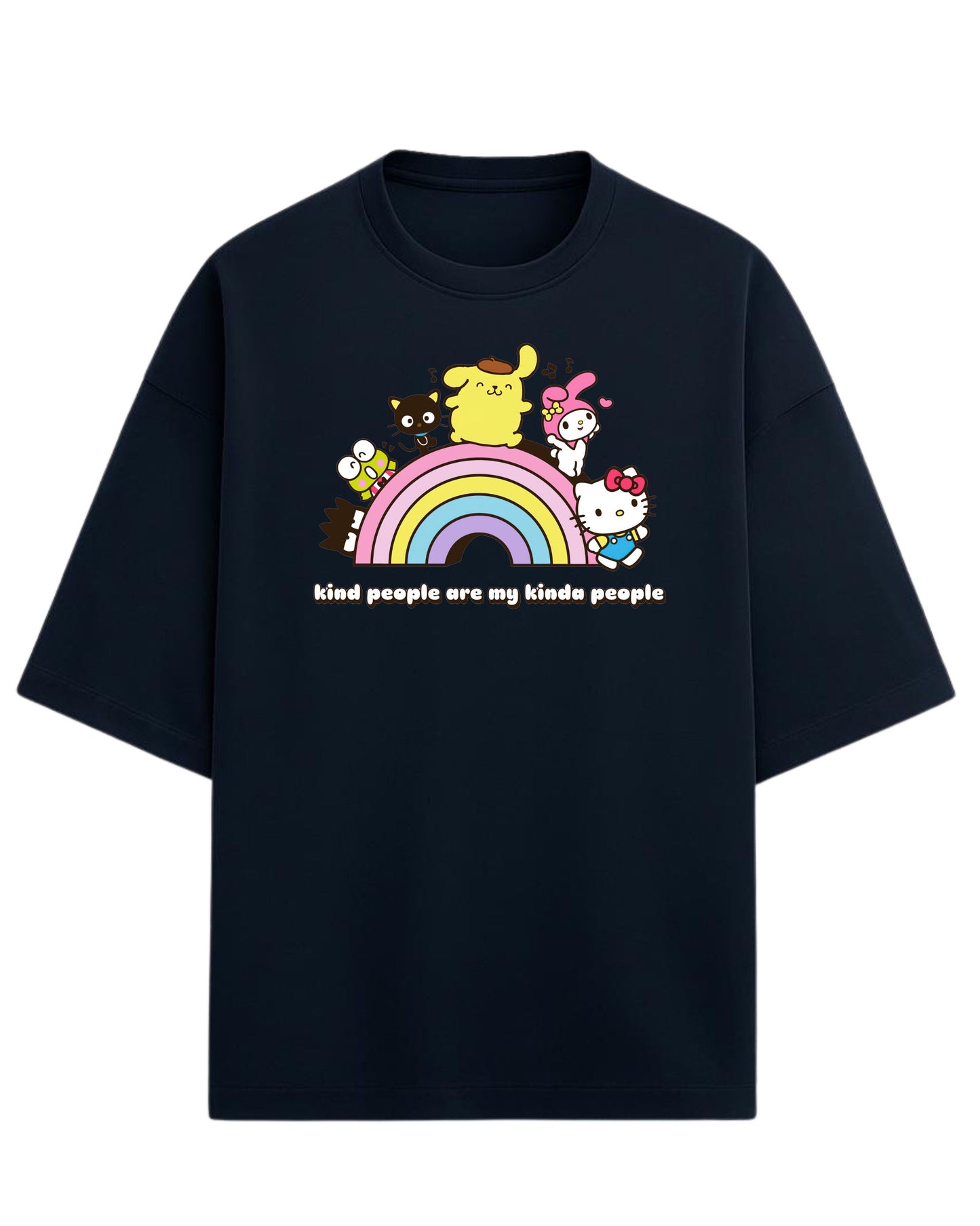 Sanrio Oversized T-Shirt | Cute Rainbow Graphic Tee | Premium 260 GSM Cotton