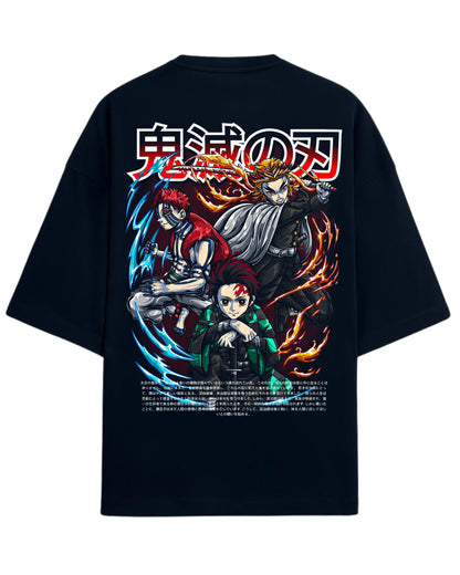 Tanjiro, Rengoku & Akaza Oversized Tee | Demon Slayer Graphic Tee | Premium 260 GSM Cotton
