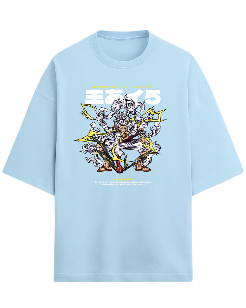 Luffy “Sun God Nika” Oversized T-Shirt | One Piece Gear 5 Graphic Tee | Premium 260 GSM Cotton