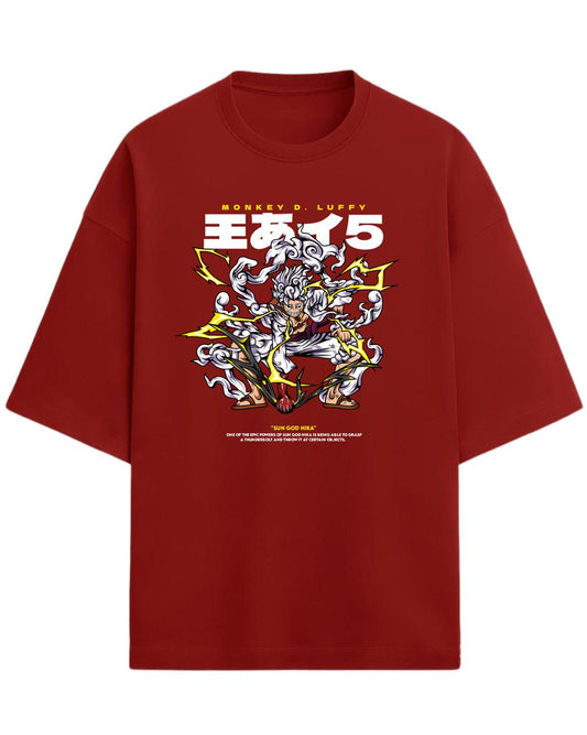 Luffy “Sun God Nika” Oversized T-Shirt | One Piece Gear 5 Graphic Tee | Premium 260 GSM Cotton