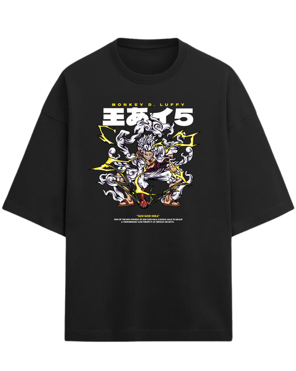 Luffy “Sun God Nika” Oversized T-Shirt | One Piece Gear 5 Graphic Tee | Premium 260 GSM Cotton