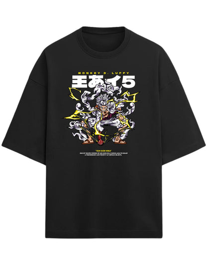 Luffy “Sun God Nika” Oversized T-Shirt | One Piece Gear 5 Graphic Tee | Premium 260 GSM Cotton
