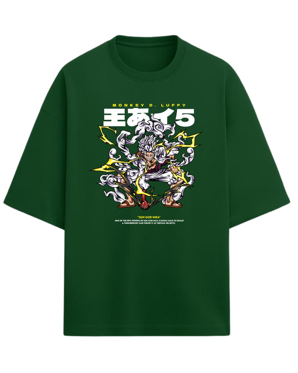 Luffy “Sun God Nika” Oversized T-Shirt | One Piece Gear 5 Graphic Tee | Premium 260 GSM Cotton