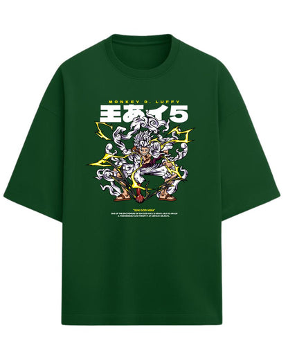 Luffy “Sun God Nika” Oversized T-Shirt | One Piece Gear 5 Graphic Tee | Premium 260 GSM Cotton