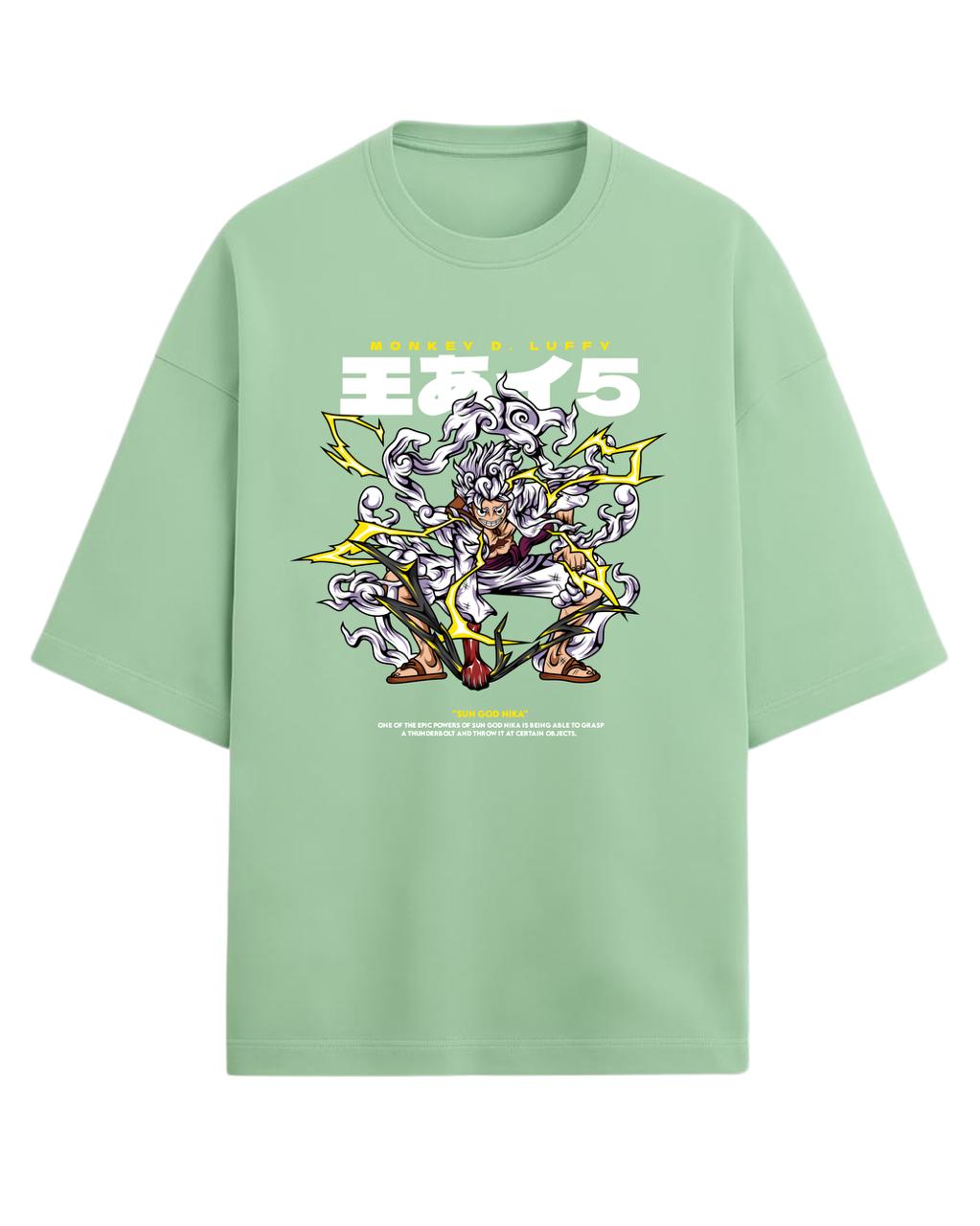 Luffy “Sun God Nika” Oversized T-Shirt | One Piece Gear 5 Graphic Tee | Premium 260 GSM Cotton