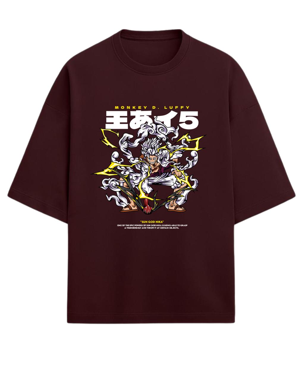 Luffy “Sun God Nika” Oversized T-Shirt | One Piece Gear 5 Graphic Tee | Premium 260 GSM Cotton