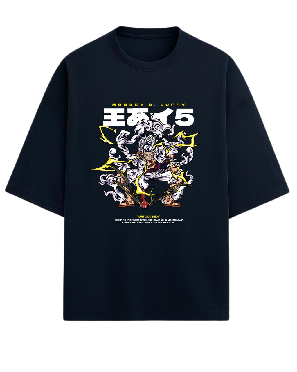 Luffy “Sun God Nika” Oversized T-Shirt | One Piece Gear 5 Graphic Tee | Premium 260 GSM Cotton