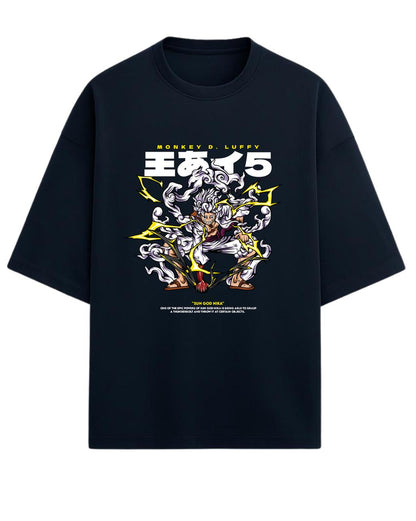 Luffy “Sun God Nika” Oversized T-Shirt | One Piece Gear 5 Graphic Tee | Premium 260 GSM Cotton