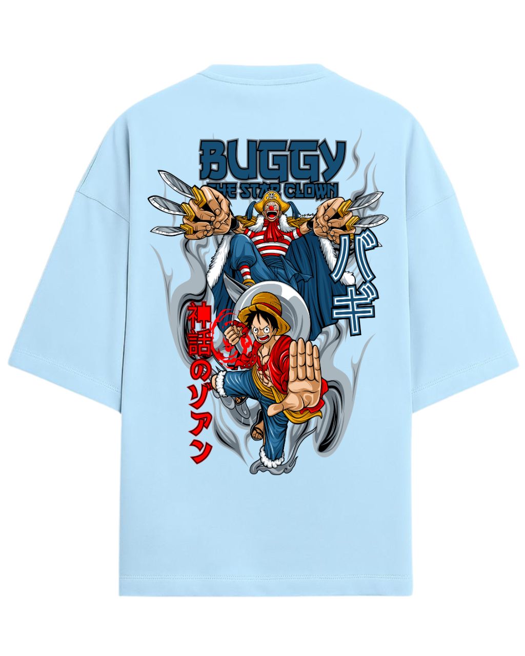 One Piece Buggy the Clown Graphic Oversized Tees | One Piece Graphic Tee | Premium 260 GSM Cotton Blend