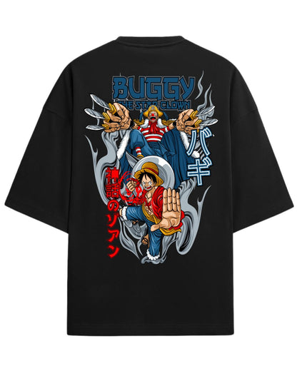 One Piece Buggy the Clown Graphic Oversized Tees | One Piece Graphic Tee | Premium 260 GSM Cotton Blend