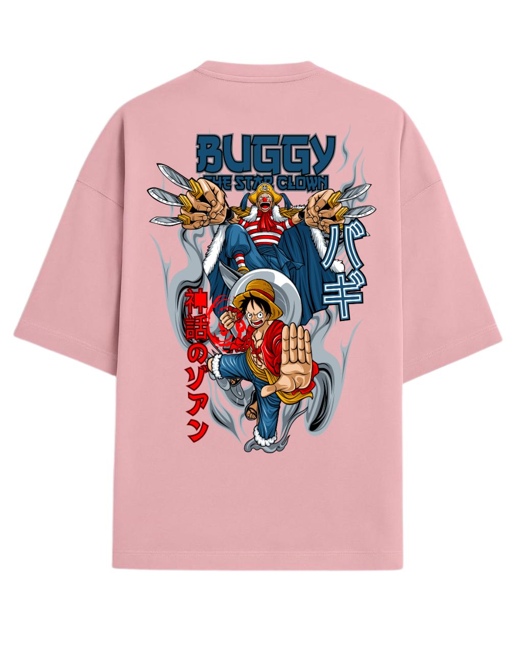 One Piece Buggy the Clown Graphic Oversized Tees | One Piece Graphic Tee | Premium 260 GSM Cotton Blend