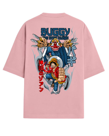 One Piece Buggy the Clown Graphic Oversized Tees | One Piece Graphic Tee | Premium 260 GSM Cotton Blend