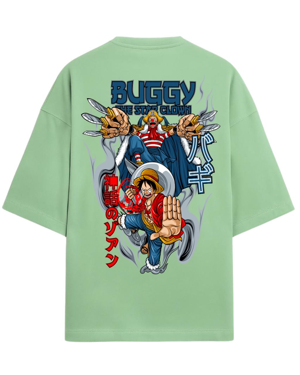 One Piece Buggy the Clown Graphic Oversized Tees | One Piece Graphic Tee | Premium 260 GSM Cotton Blend