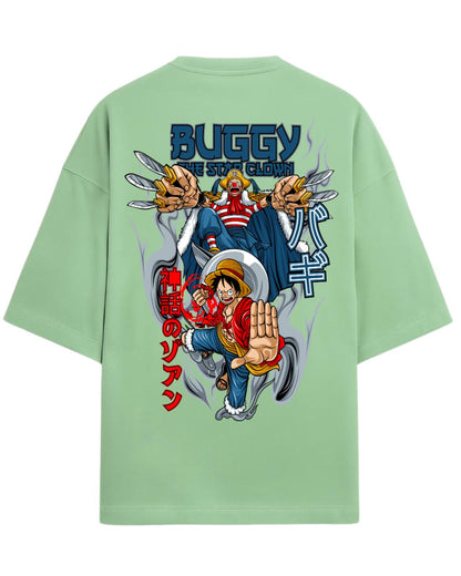 One Piece Buggy the Clown Graphic Oversized Tees | One Piece Graphic Tee | Premium 260 GSM Cotton Blend