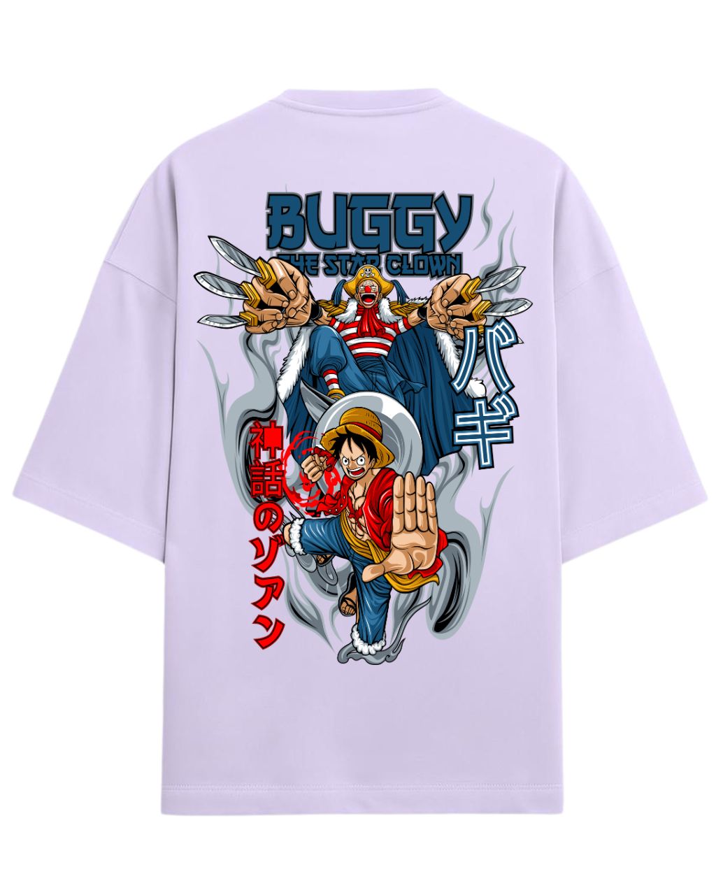 One Piece Buggy the Clown Graphic Oversized Tees | One Piece Graphic Tee | Premium 260 GSM Cotton Blend