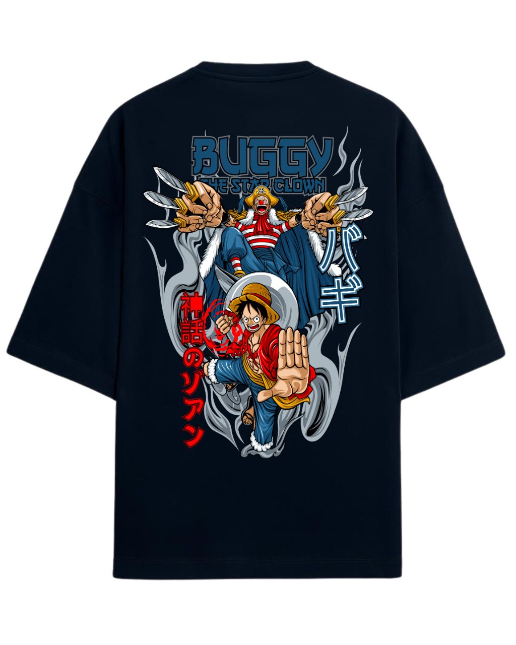 One Piece Buggy the Clown Graphic Oversized Tees | One Piece Graphic Tee | Premium 260 GSM Cotton Blend