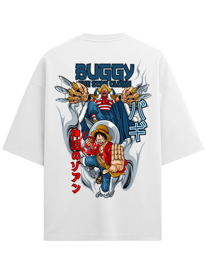 One Piece Buggy the Clown Graphic Oversized Tees | One Piece Graphic Tee | Premium 260 GSM Cotton Blend