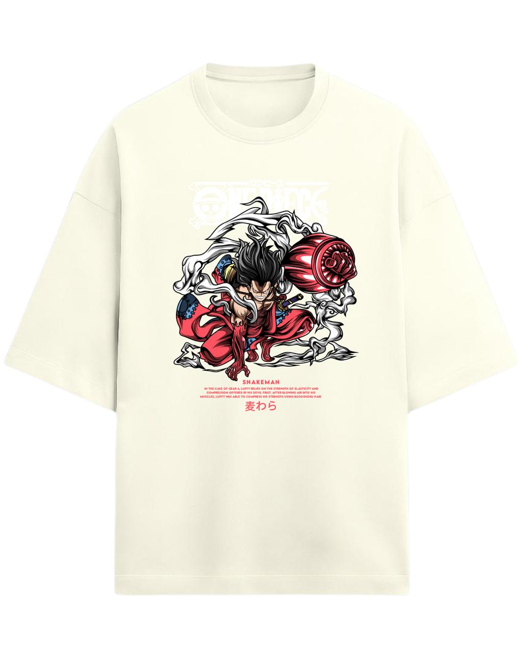 Luffy “Gear 4 Snakeman” Oversized T-Shirt | One Piece Graphic Tee | Premium 260 GSM Cotton