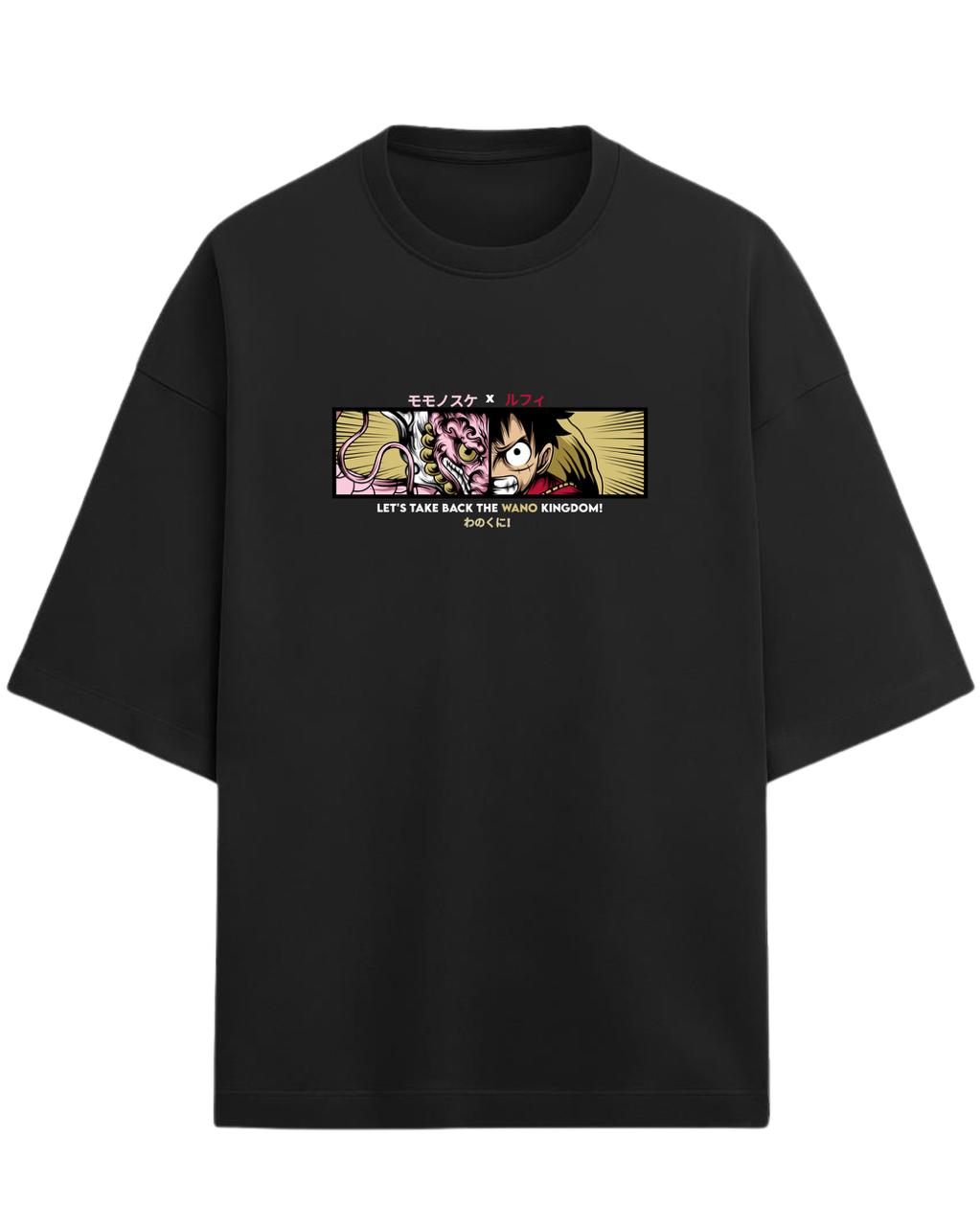 Luffy x Momonosuke “Wano Kingdom” Oversized T-Shirt | One Piece Graphic Tee | Premium 260 GSM Cotton