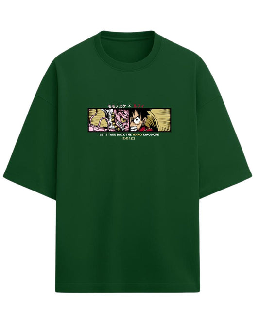 Luffy x Momonosuke “Wano Kingdom” Oversized T-Shirt | One Piece Graphic Tee | Premium 260 GSM Cotton
