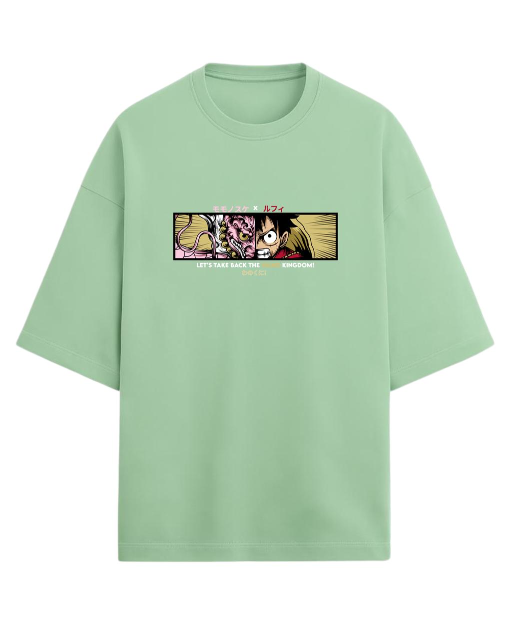 Luffy x Momonosuke “Wano Kingdom” Oversized T-Shirt | One Piece Graphic Tee | Premium 260 GSM Cotton