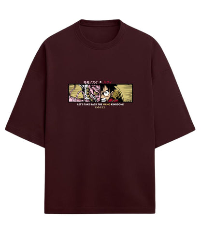Luffy x Momonosuke “Wano Kingdom” Oversized T-Shirt | One Piece Graphic Tee | Premium 260 GSM Cotton
