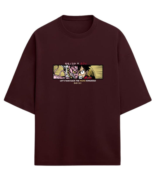 Luffy x Momonosuke “Wano Kingdom” Oversized T-Shirt | One Piece Graphic Tee | Premium 260 GSM Cotton