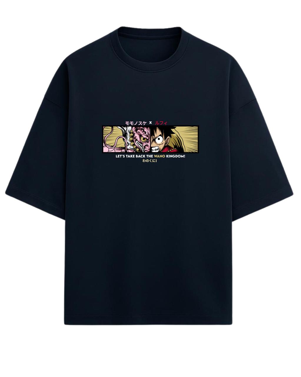 Luffy x Momonosuke “Wano Kingdom” Oversized T-Shirt | One Piece Graphic Tee | Premium 260 GSM Cotton