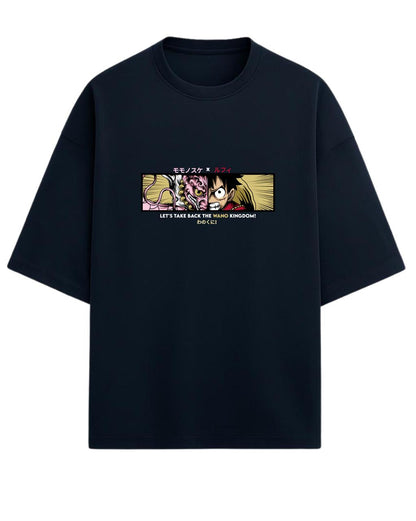 Luffy x Momonosuke “Wano Kingdom” Oversized T-Shirt | One Piece Graphic Tee | Premium 260 GSM Cotton