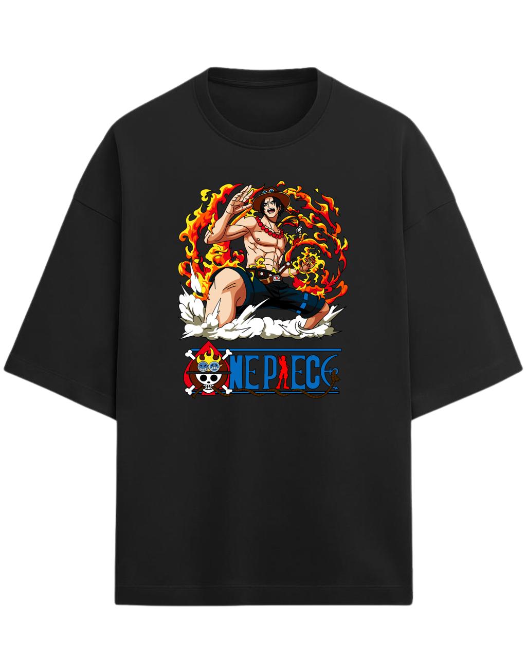 Portgas D. Ace “Flame Commander” Oversized T-Shirt | One Piece Graphic Tee | Premium 260 GSM Cotton