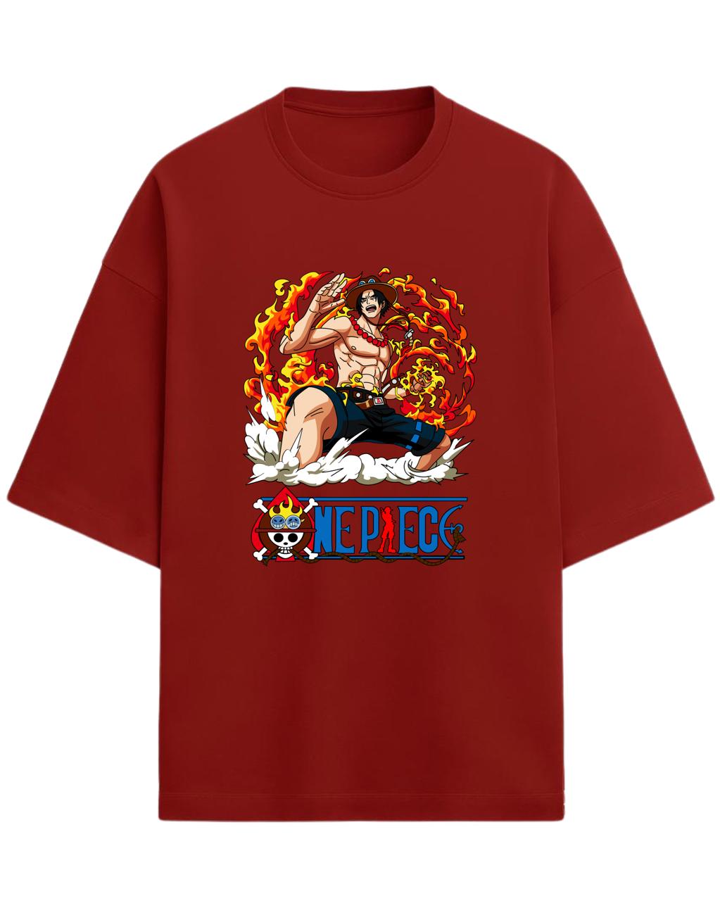 Portgas D. Ace “Flame Commander” Oversized T-Shirt | One Piece Graphic Tee | Premium 260 GSM Cotton