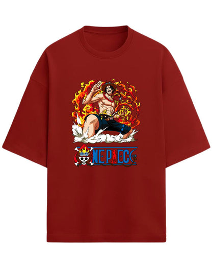 Portgas D. Ace “Flame Commander” Oversized T-Shirt | One Piece Graphic Tee | Premium 260 GSM Cotton