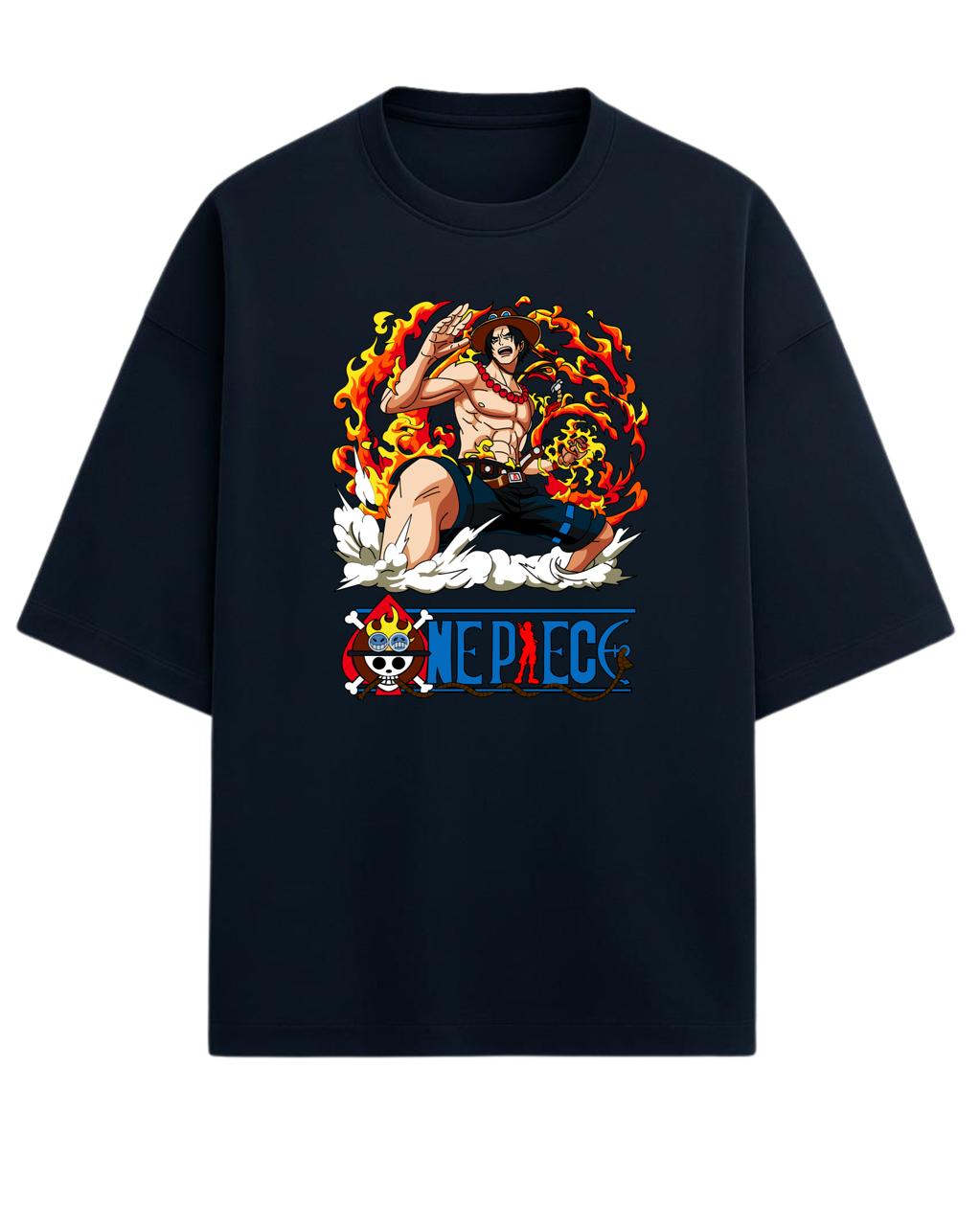 Portgas D. Ace “Flame Commander” Oversized T-Shirt | One Piece Graphic Tee | Premium 260 GSM Cotton