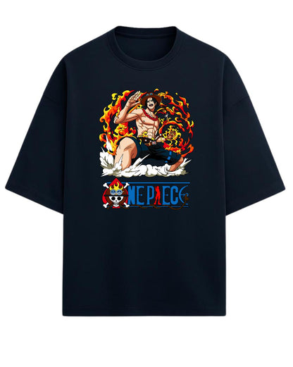 Portgas D. Ace “Flame Commander” Oversized T-Shirt | One Piece Graphic Tee | Premium 260 GSM Cotton