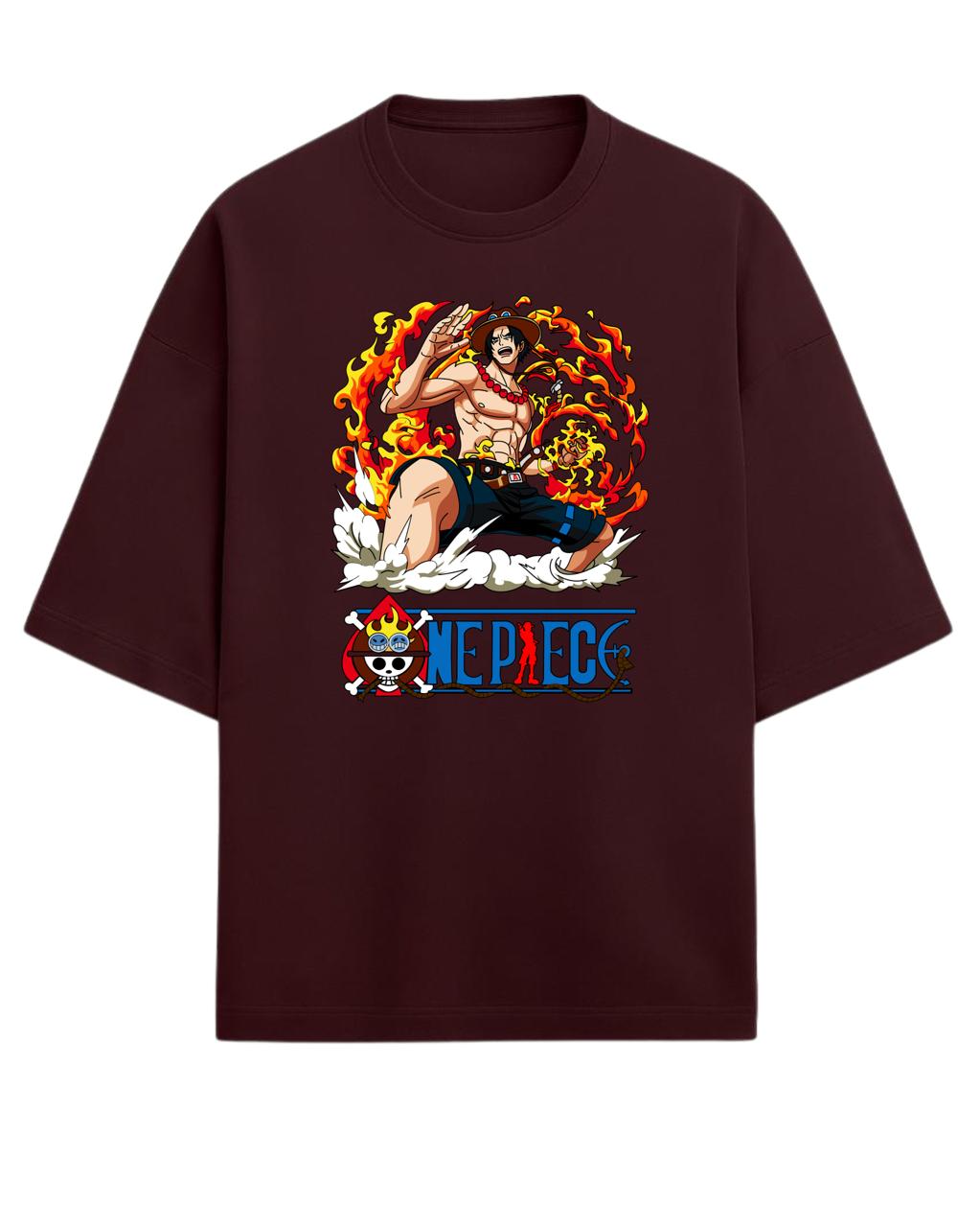 Portgas D. Ace “Flame Commander” Oversized T-Shirt | One Piece Graphic Tee | Premium 260 GSM Cotton