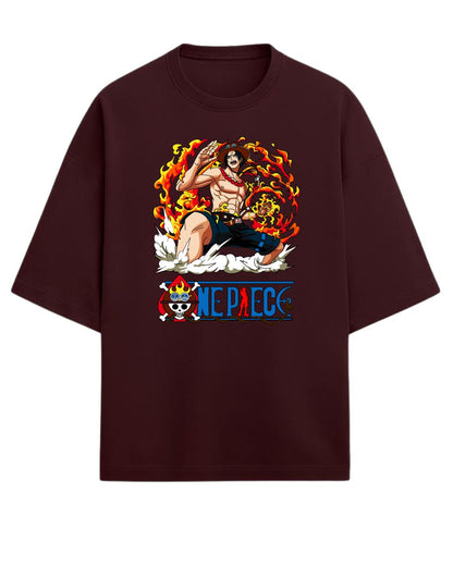 Portgas D. Ace “Flame Commander” Oversized T-Shirt | One Piece Graphic Tee | Premium 260 GSM Cotton