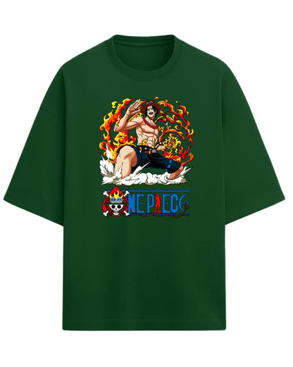 Portgas D. Ace “Flame Commander” Oversized T-Shirt | One Piece Graphic Tee | Premium 260 GSM Cotton