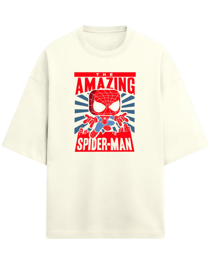 Spider-Man “The Amazing Hero” Oversized T-Shirt | Marvel Classic Graphic Tee | Premium 260 GSM Cotton
