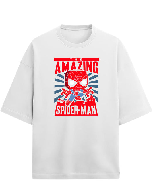Spider-Man “The Amazing Hero” Oversized T-Shirt | Marvel Classic Graphic Tee | Premium 260 GSM Cotton