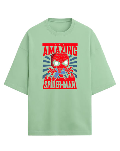 Spider-Man “The Amazing Hero” Oversized T-Shirt | Marvel Classic Graphic Tee | Premium 260 GSM Cotton