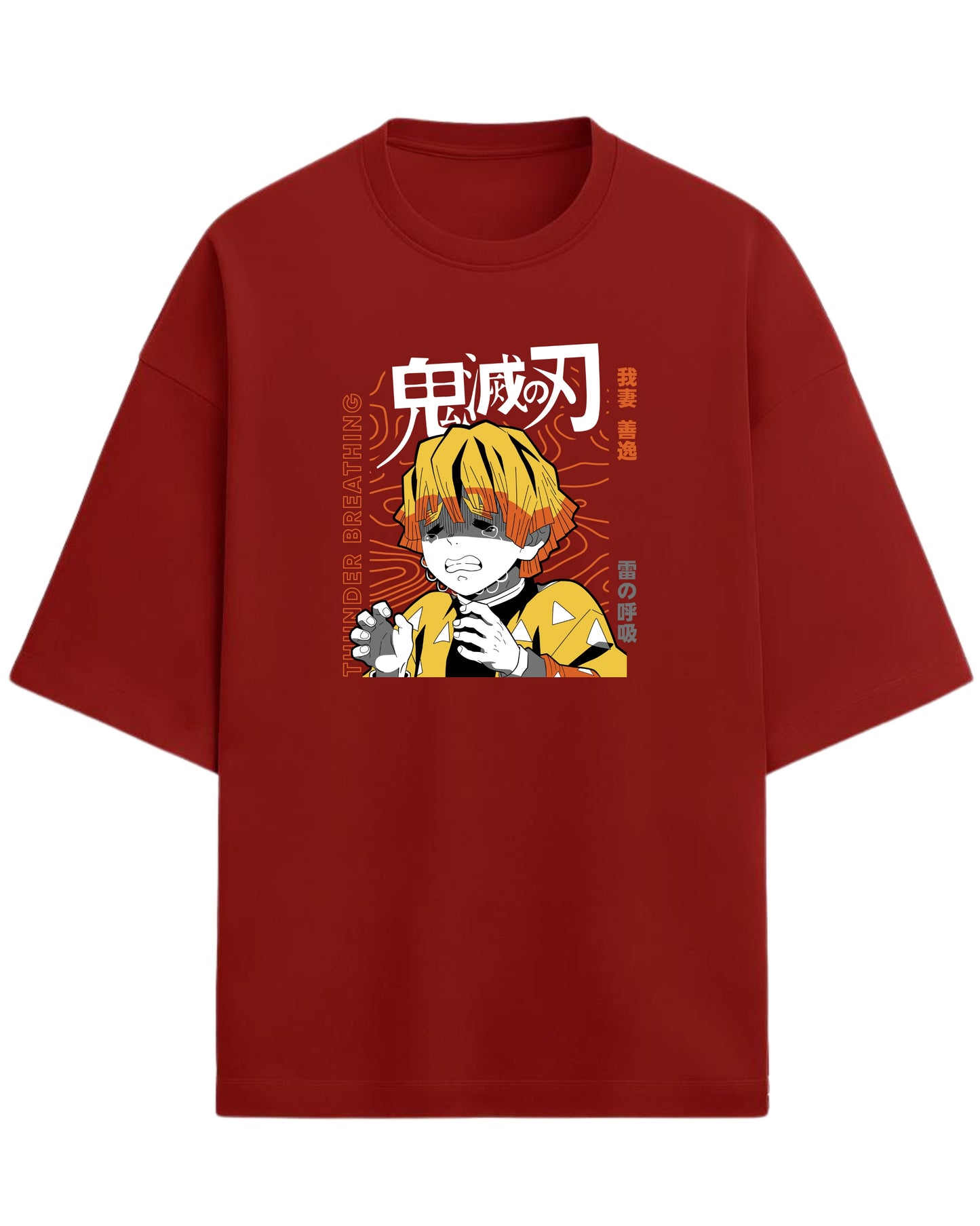 Zenitsu Agatsuma Thunder Breathing Oversized T-Shirt | Demon Slayer Anime Graphic Tee | Premium 260 GSM Cotton